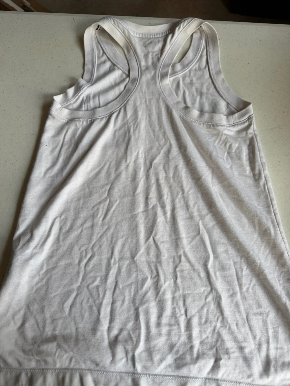 Youth White Tank Top with Black Swoosh Pocket